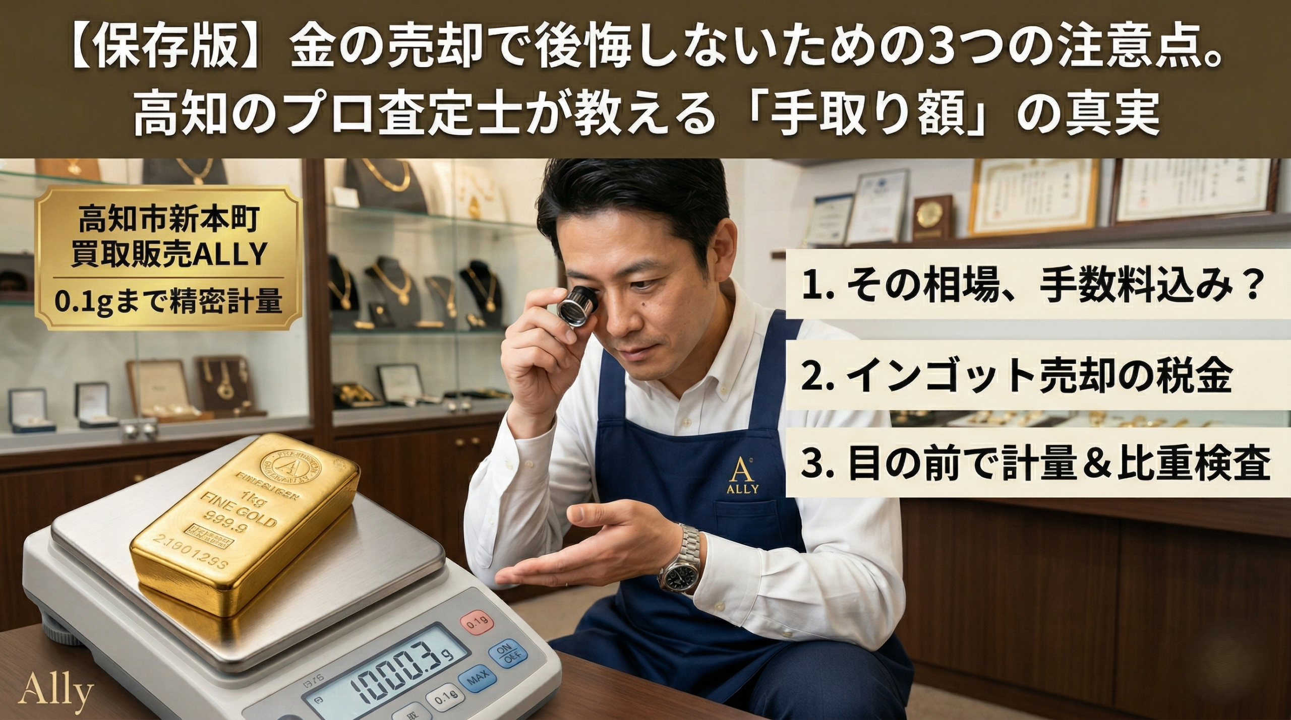 【保存版】金の売却で後悔しないための3つの注意点。高知のプロ査定士が教える「手取り額」の真実