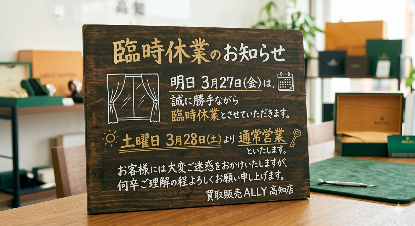2026年3月27日(金) 臨時休業のお知らせ
