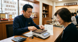 高知市で金を高く売るなら最後に来て下さい！K9〜K24・金歯も「地域一番」の買取価格を死守